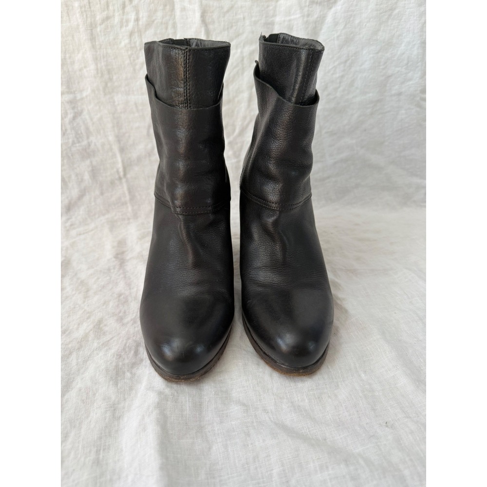 Moma Ankle Boots Women Black Leather Stacked Block Heel Made in Italy 39.5 - Picture 2 of 10